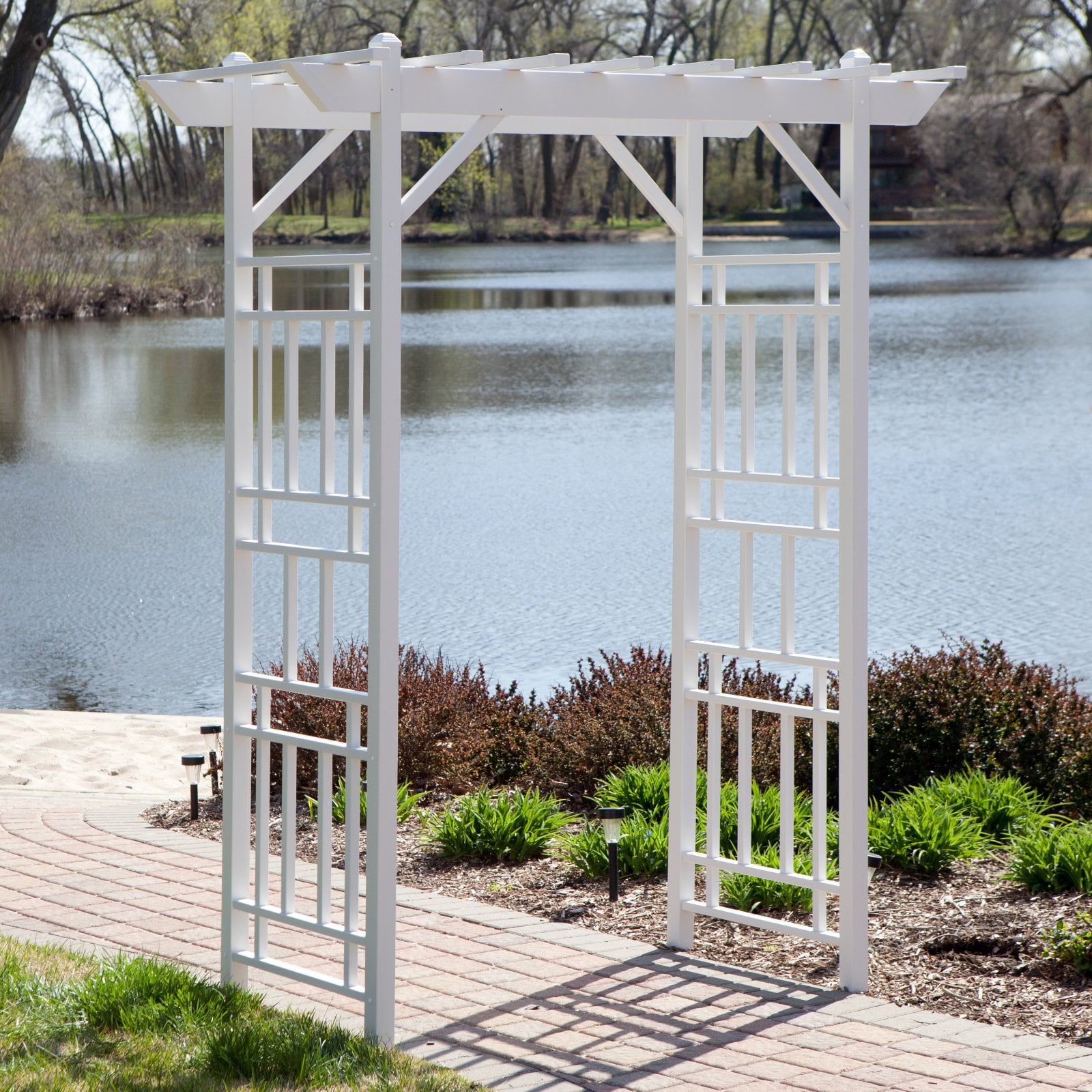 DuraTrel Wellington 50" x 28" x 82" White Vinyl Arbor