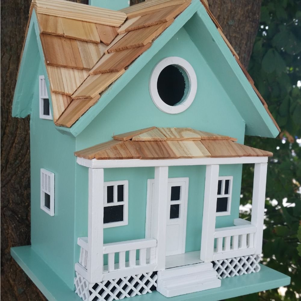 Home Bazaar Beachside Cottage Birdhouse， Seafoam Blue