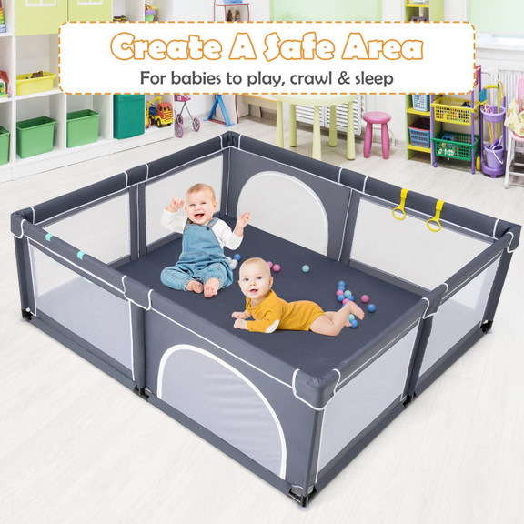 Costway 20751839 Large Infant Baby Playpen Safety ...