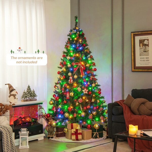 Costway 6FT/7FT PreLit Hinged Christmas Tree with 260/350 MultiColor