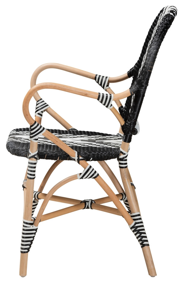 Modern 2 Tone Black and White Weaving  Natural Rattan Indoor Dining Chair   Tropical   Dining Chairs   by Imtinanz  LLC  Houzz