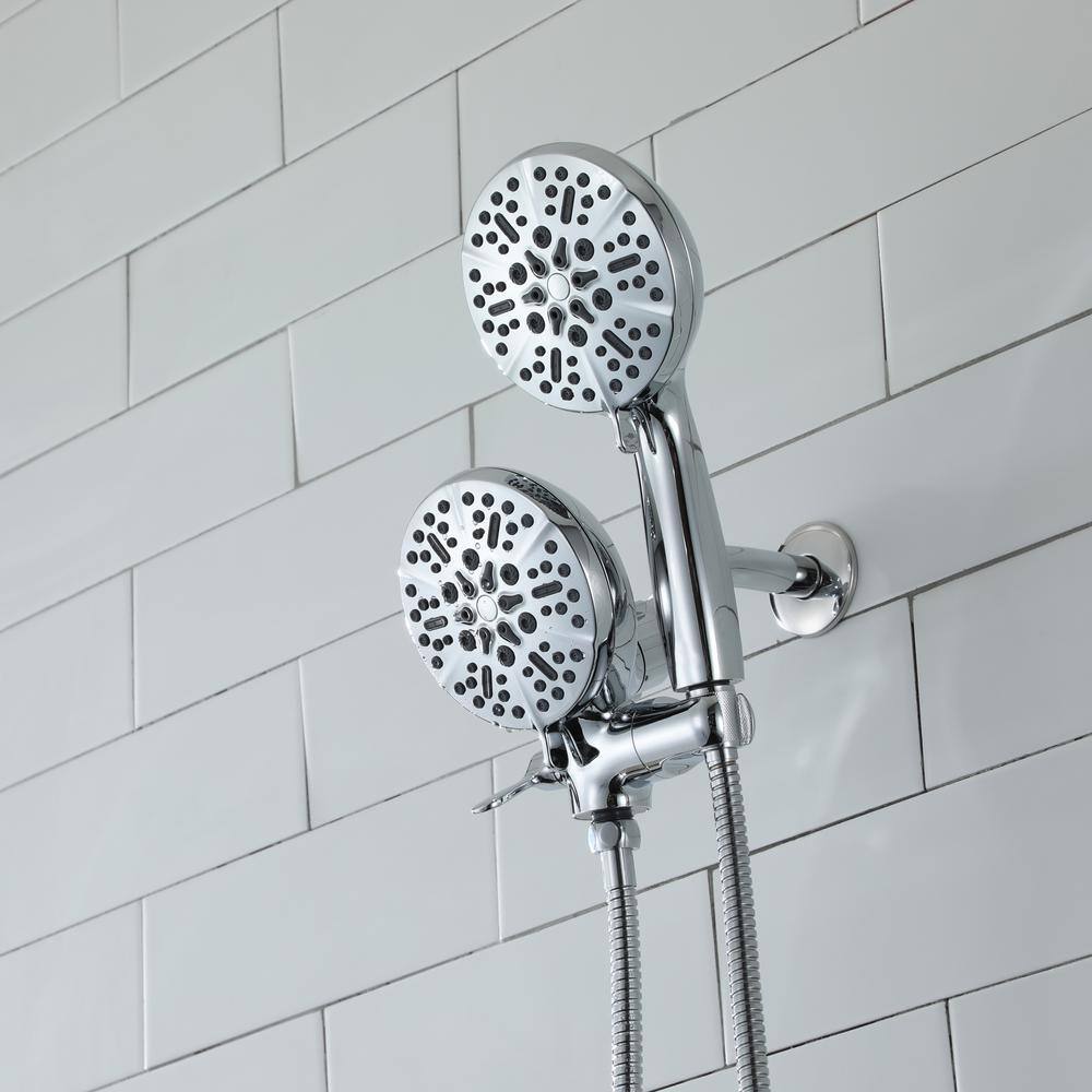 CASAINC 5-Spray Patterns with 1.75 GPM 5 in. Wall Mount Dual Shower Heads and Handheld Shower Head in Chrome CASATW2501-5CH