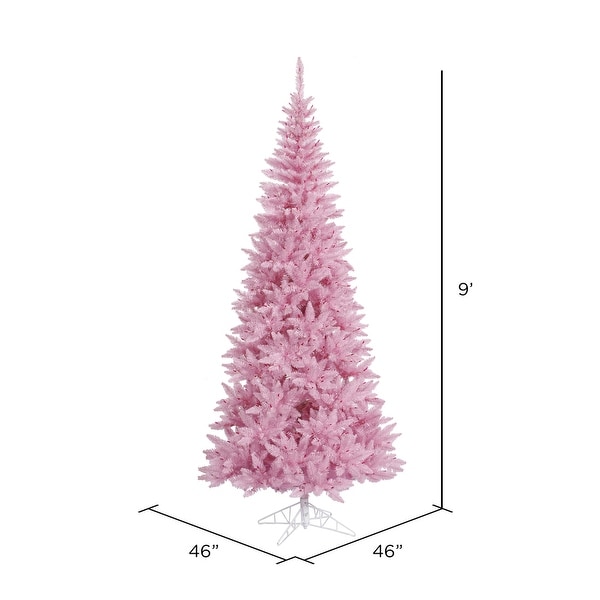 Vickerman 9' Pink Fir Slim Artificial Christmas Tree，Unlit