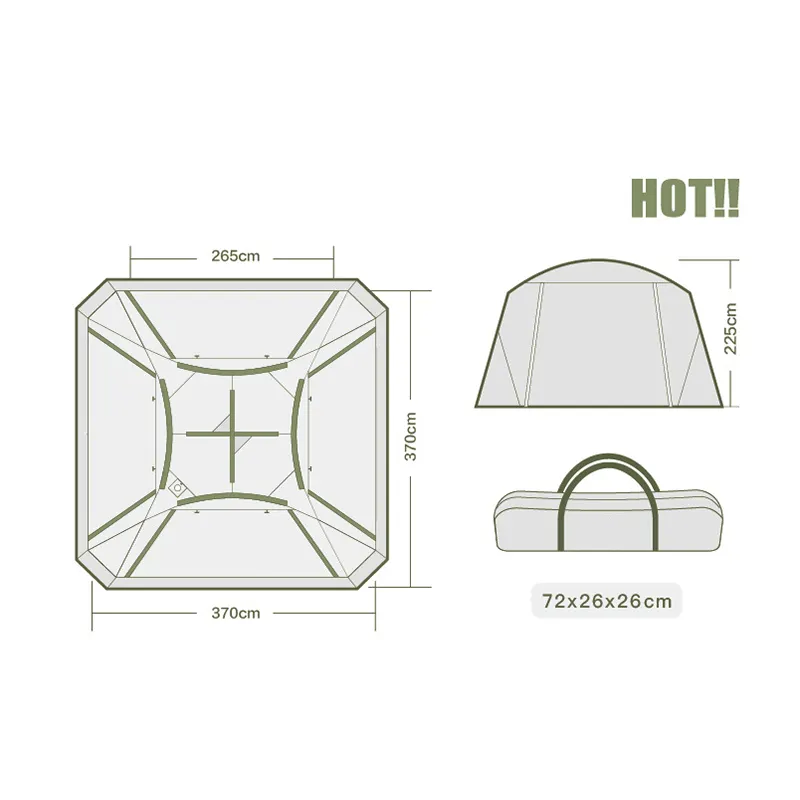 Waterproof Outdoor Hiking picnic TC Polyester cotton picnic tent Bushcraft Camping Shelter Single Person Canopy