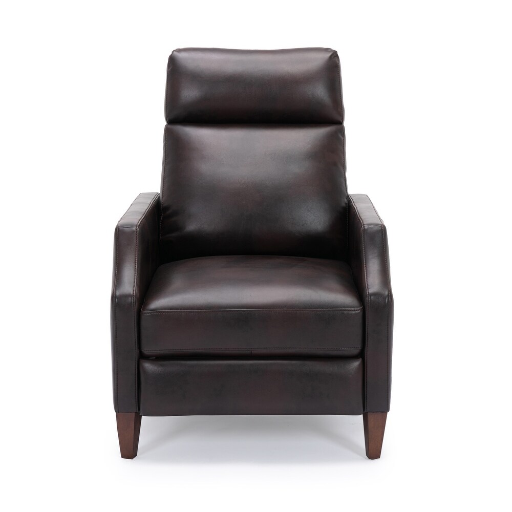 PU Leather Club Chairs Casual Single Sofa Push Back Recliner Arm Chairs Accent Chairs with Solid Wood Legs for Living Room