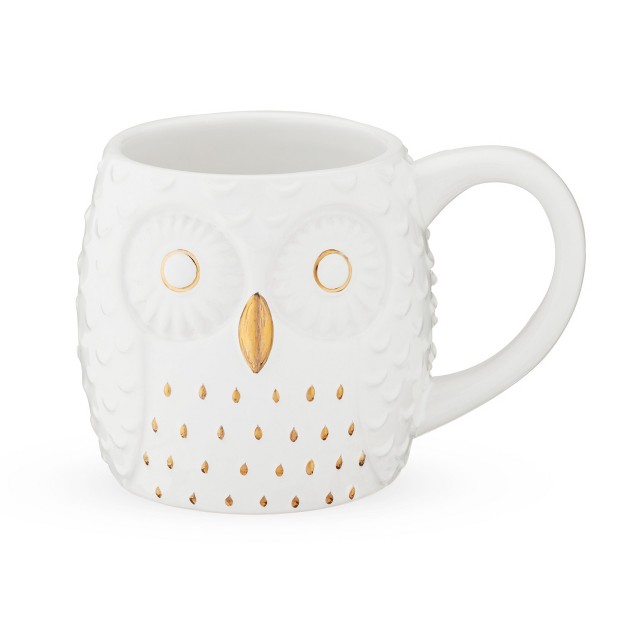 Pinky Up Olivia Owl Mug 3d White Ceramic With Gold Details Holds 16 Oz Coffee amp Tea Accessories