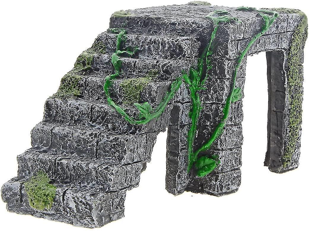 Dark Gray Green Turtle Platform，artificial Resin Platform Stairs For Tortoise Climb Stone Habitat Or