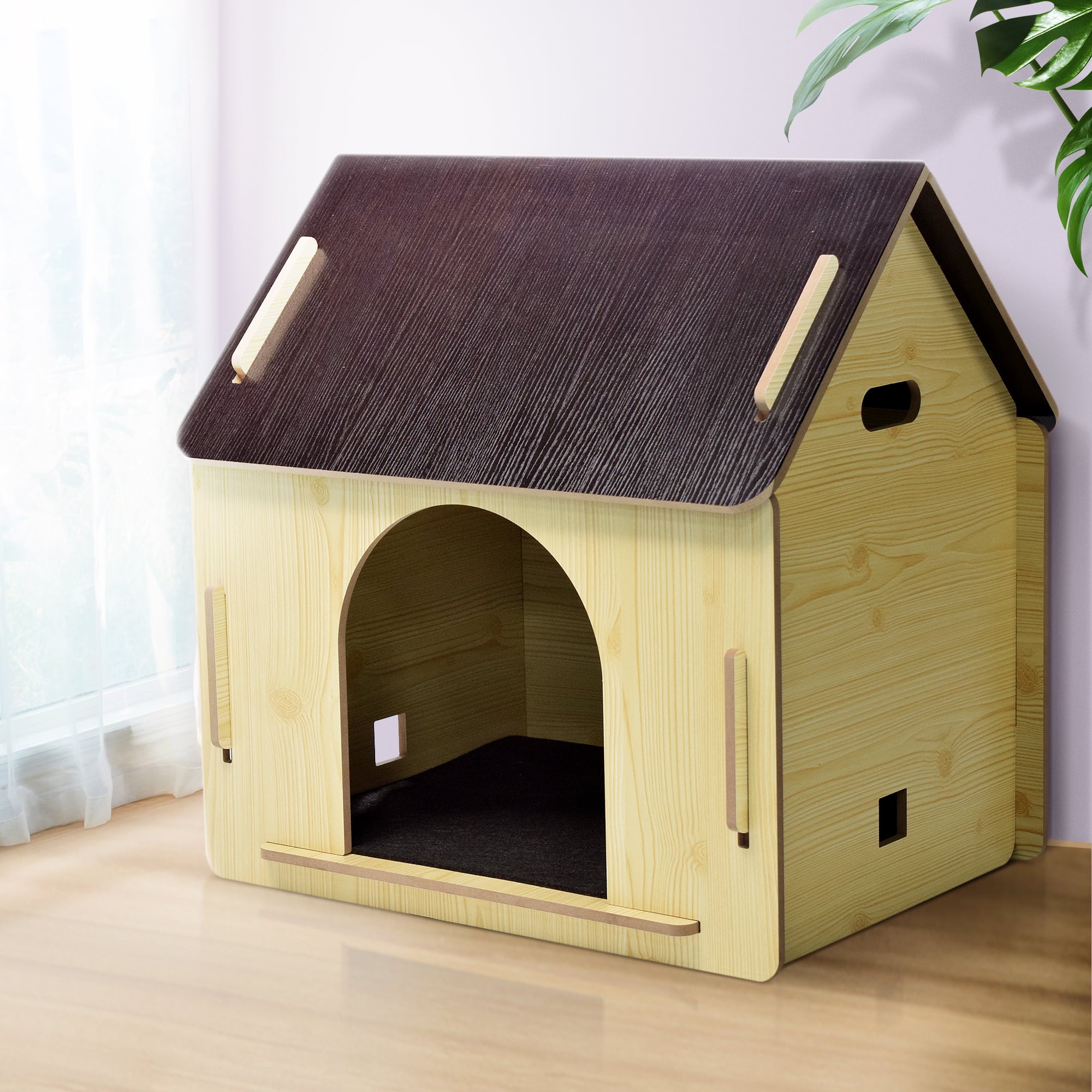 Poloma Wooden Dog House with Roof Dogs Indoor and Outdoor Use for Small Medium Dog Cat