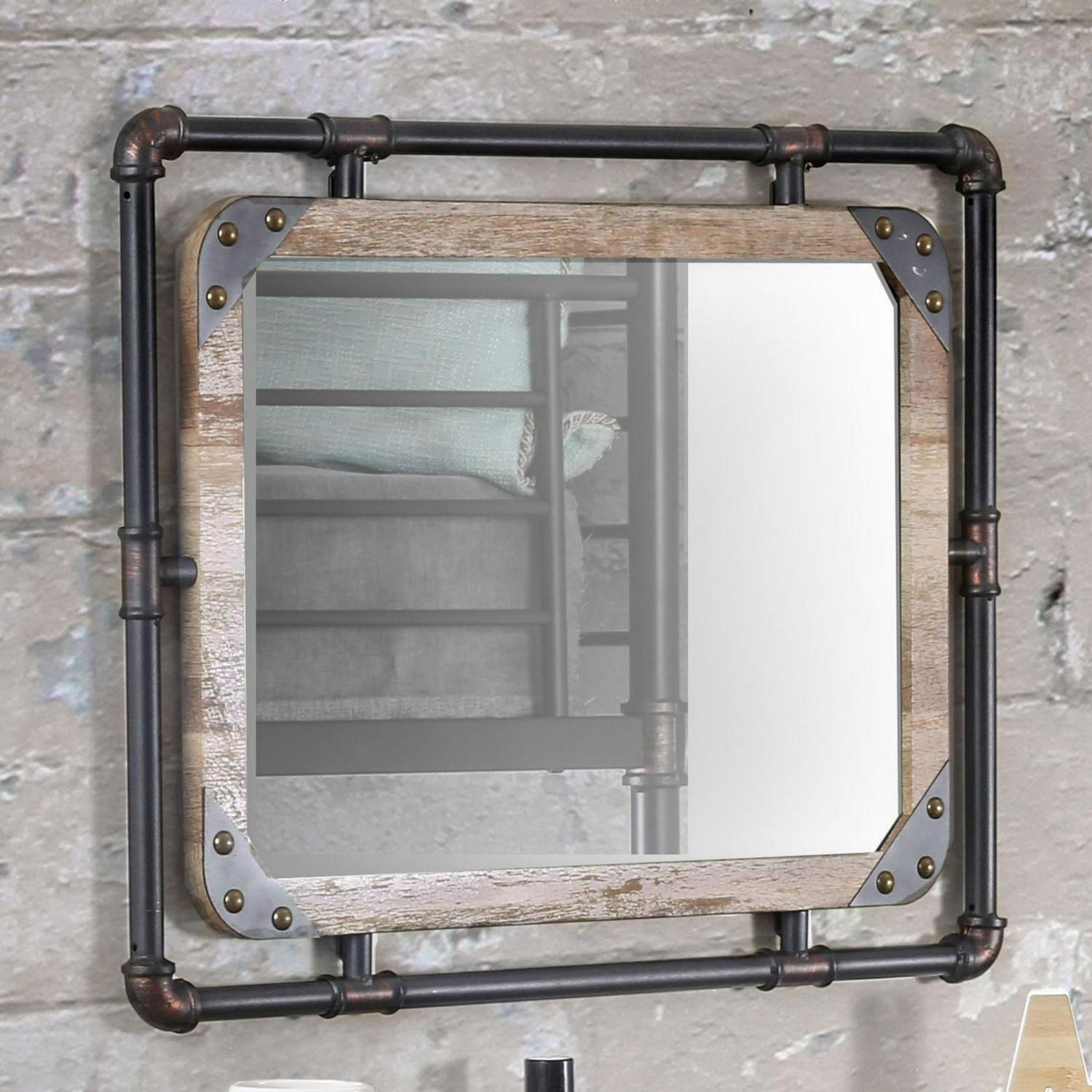 Furniture of America Stockholm Industrial Wall Mirror 8211 315W x 2363H in  Crowdfused