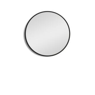 24 in. W x 24 in. H Small Round Black Metal Frame Wall Mount or Recessed Bathroom Medicine Cabinet with Mirror MEDICCwy01