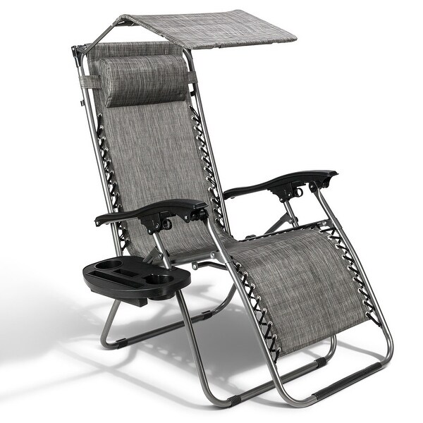 Single Zero Gravity Lounge Chair with Canopy and Cup Holder