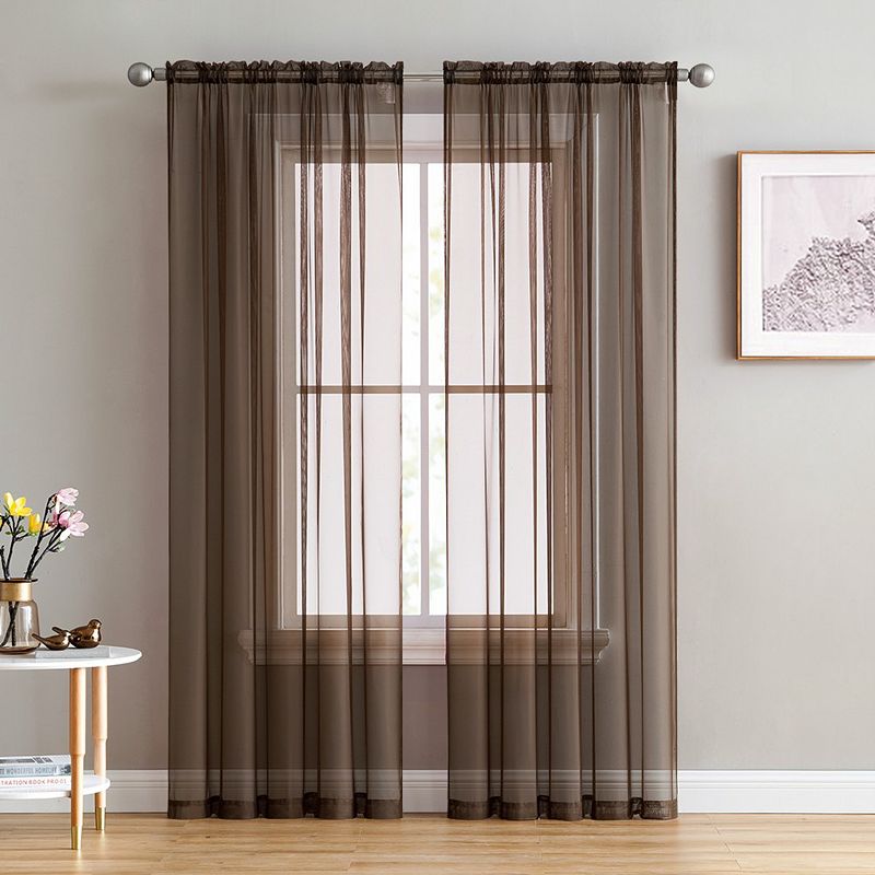 THD Essentials Sheer Voile Window Treatment Rod Pocket Curtain Panels - Set of 2