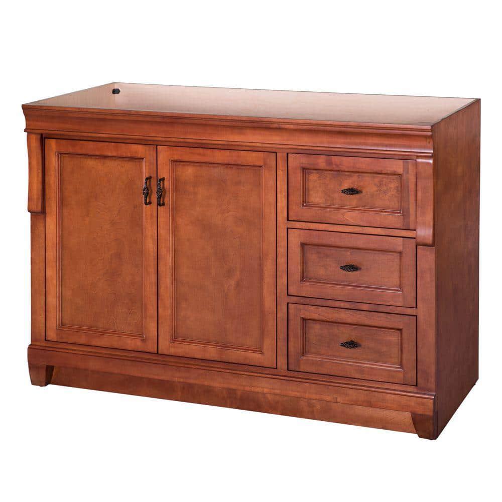 Home Decorators Collection Naples 48 in W Bath Vanity Cabinet Only in Warm Cinnamon with Right Hand Drawers