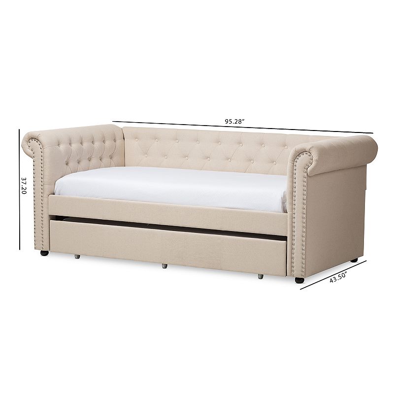 Baxton Studio Mabelle Upholstered Daybed and Trundle