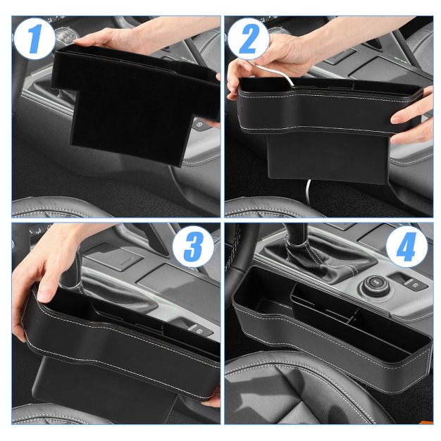 Unique Bargains Car Seat Gap Storage Box Gap Filler Organizer Front Console Side Pocket Brown