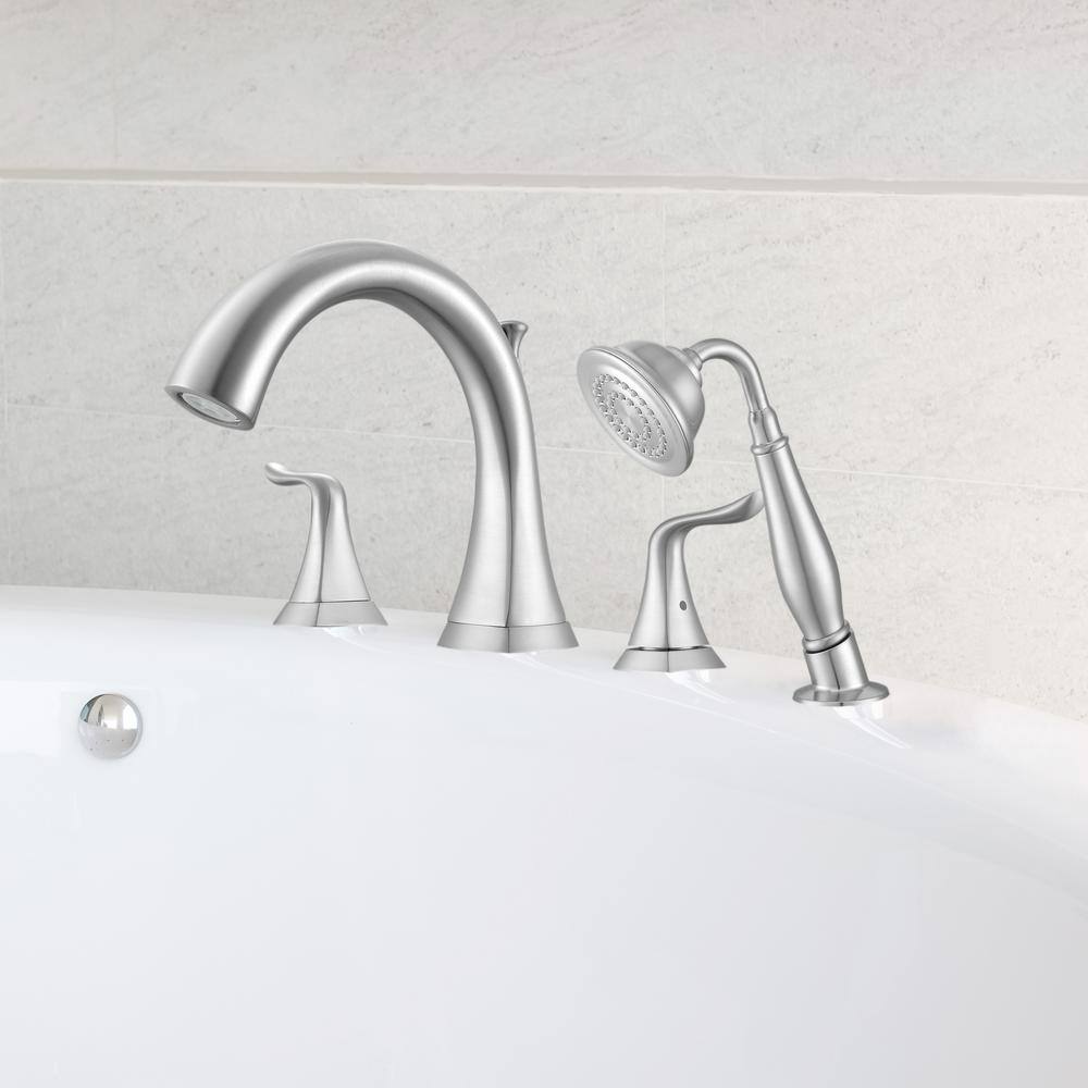 Ancona Scarlett Bathroom 2-Handle Roman Tub Faucet with Hand Shower in Brushed Nickel AN-4533