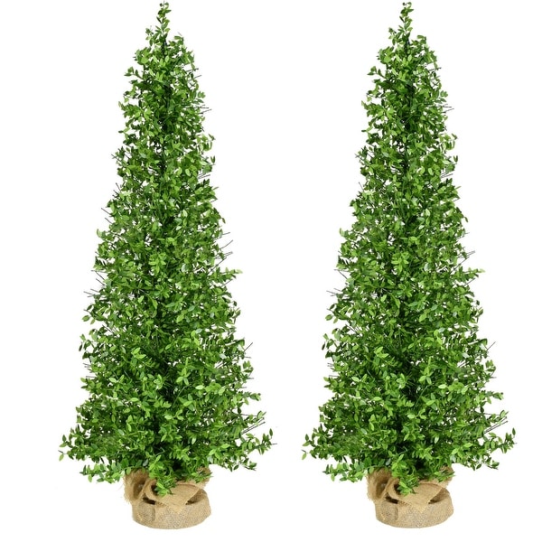 Fraser Hill Farm 3Ft. Boxwood Porch Tree in Burlap Bag，Set of 2