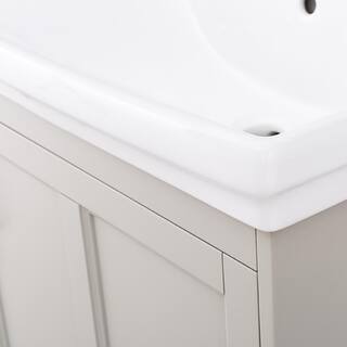 Home Decorators Collection Evie 24 in. W x 18 in. D Vanity Cabinet in Grey with Vitreous China Vanity Top in White with White Sink EIGVT2418D