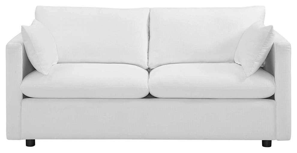 Activate Fabric Apartment Sofa Couch/Accent Lounge Armchair  2 Piece Set  White   Transitional   Living Room Furniture Sets   by VirVentures  Houzz