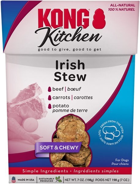 KONG Kitchen Irish Stew Grain-Free Beef Chewy Dog Treats， 7-oz box