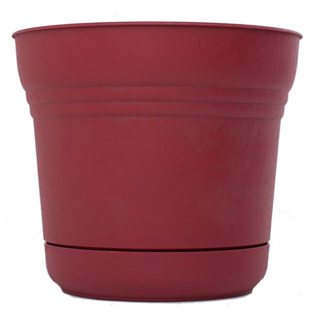 Bloem Saturn Planter W/ Saucer 7.5 x 7 Plastic Round Burnt Red