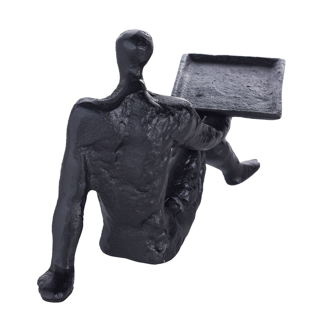 Dann Foley   Figural Sculpture with Tray   Black Cast Aluminum