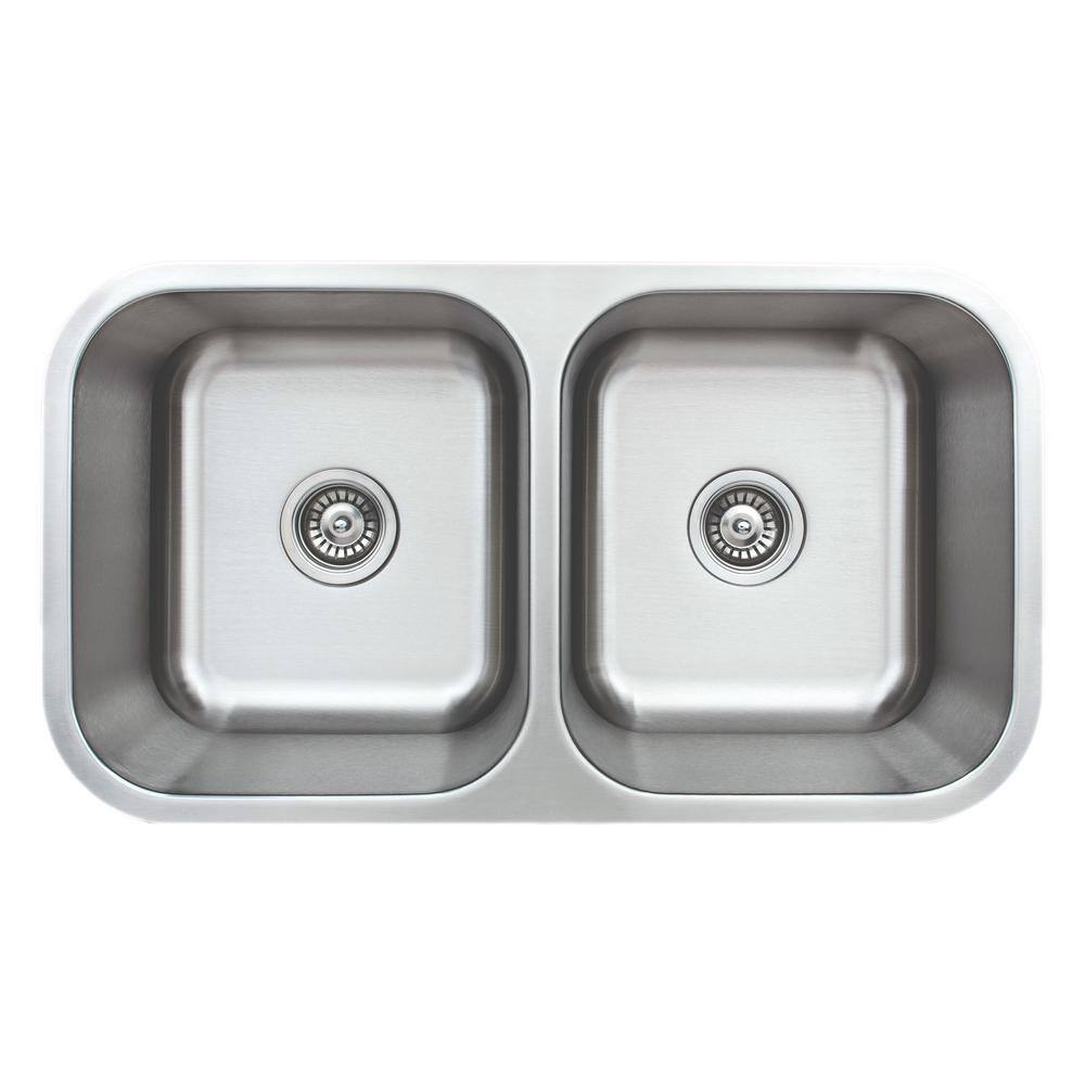 Wells The Craftsmen Series Undermount Stainless Steel 33 in. 5050 Double Bowl Kitchen Sink CMU3318-99