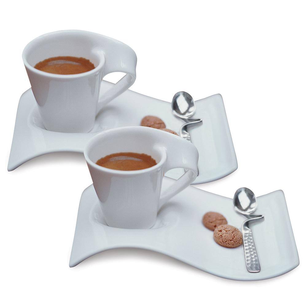 Villeroy  Boch New Wave Caffe White 2.5 oz. Espresso for 2 (6-Piece Set) 1024847556