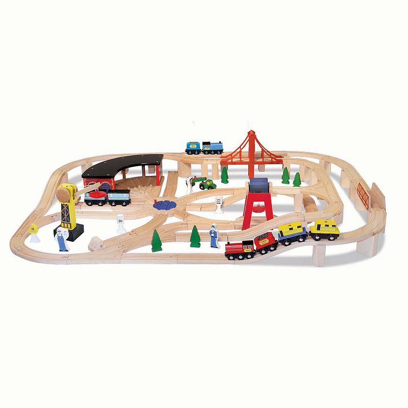 Melissa and Doug Deluxe 130-Piece Wooden Railway Train Set