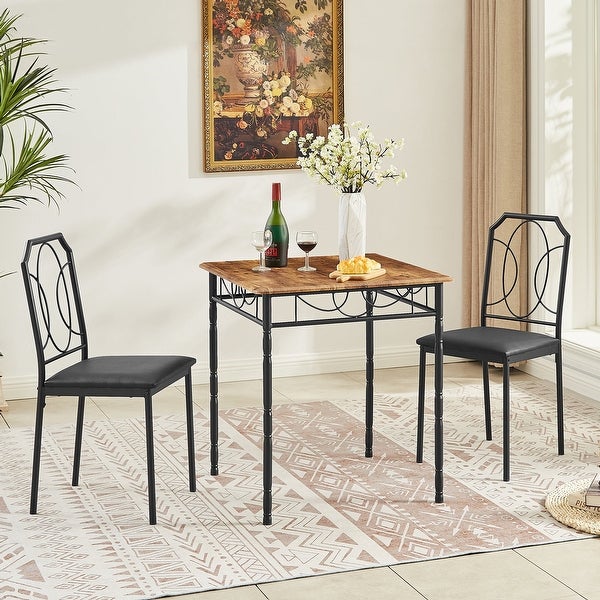 3-Piece Dining Table Set with 2 Chairs for Home Kitchen Breakfast Nook