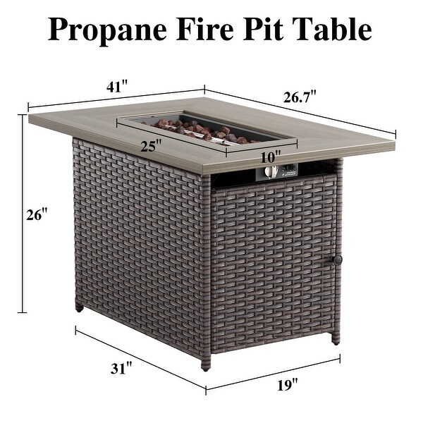 Outdoor 41 Inch Propane Gas Fire Pit Table