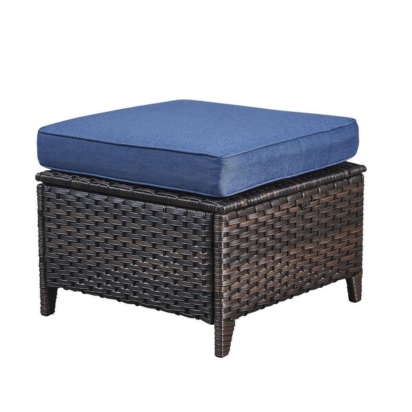 2 Piece Outdoor Ottoman Wicker Patio Ottomans