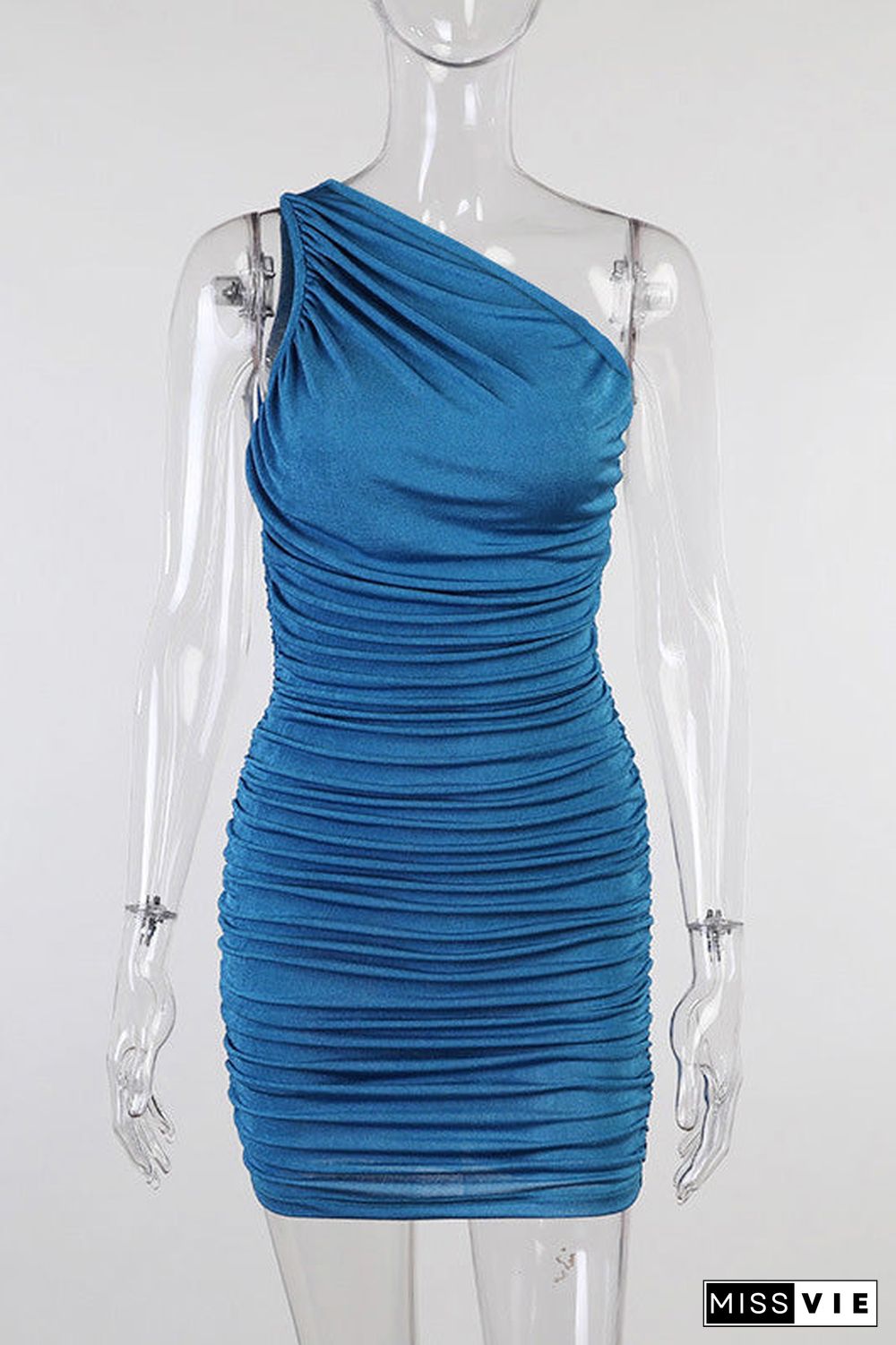 Blue One Shoulder Mini Party Homecoming Dress