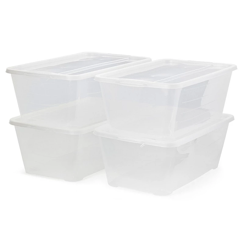 Life Story 6 Quart Rectangular Clear Plastic Lidded Storage Shoe Box， 4 Pack