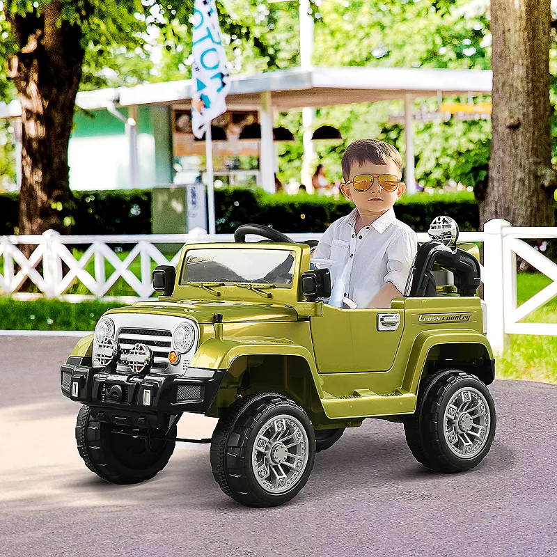 Aosom Kids Ride on Car Off Road Truck with MP3 Connection Working Horn Steering Wheel and Remote Control 12V Motor White