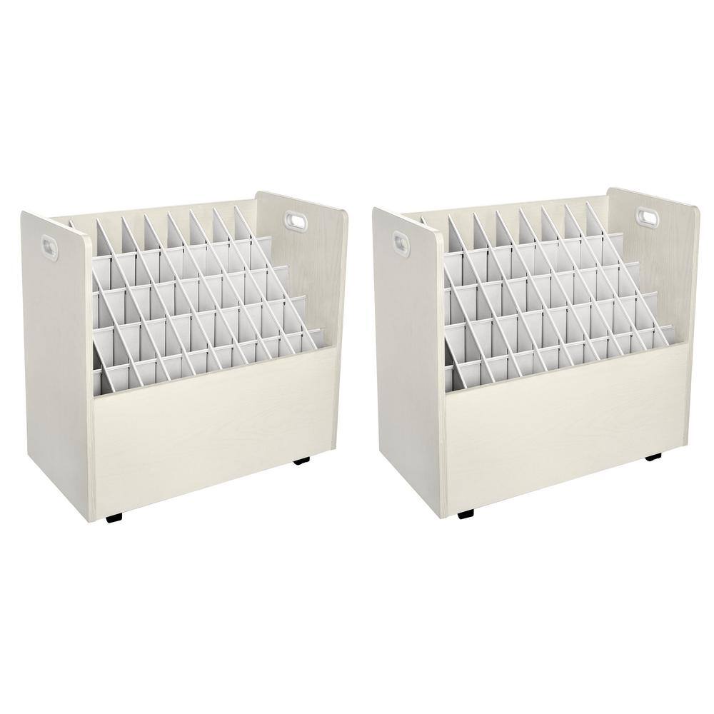 AdirOffice 50-Compartment White Mobile Wood Roll File Storage Organizer (2-Pack) 626-WHI-2PK