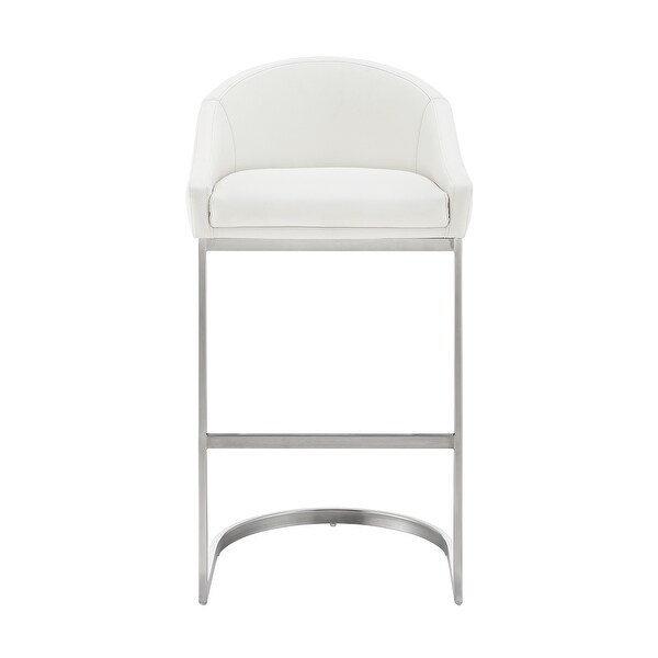 Lina 24 Inch Counter Stool Chair， Metal Cantilever Base， White Faux Leather