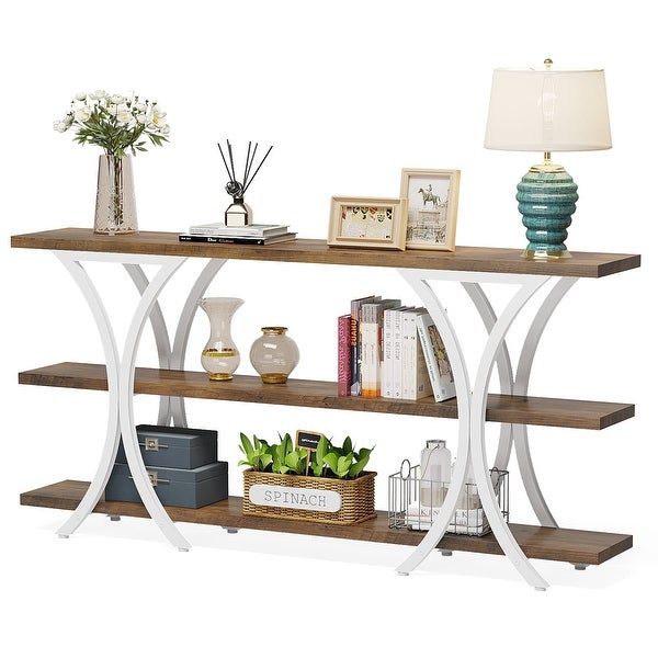 70.8 Inch Narrow Console Table with 3 Tier Shelves