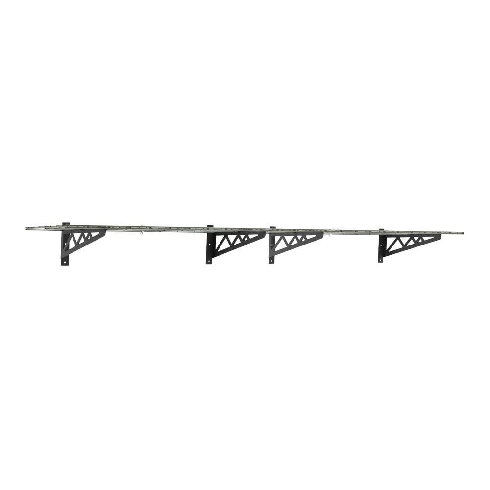 18 in. D x 48 in. W x 8 in. T Hammertone Grey Heavy-Duty Steel Wall Mounted Shelves Includes 2 Shelves and 4 Hooks MR-WS1 18x48-H