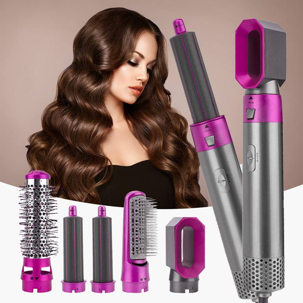 Aoibox 5-in-1 Curling Wand Hair Dryer Set Professional Hair Curling Iron for Multiple Hair Types and Styles Pink HDDB1116