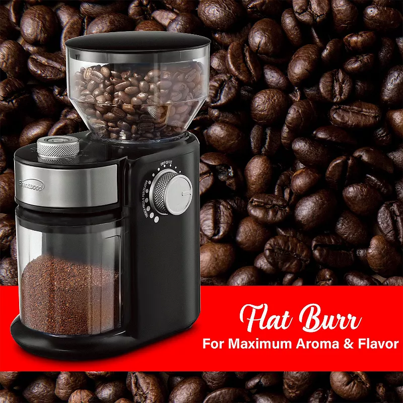 Brentwood 9 Ounce Automatic Burr Coffee Bean Blender Grinder Mill Machine， Black