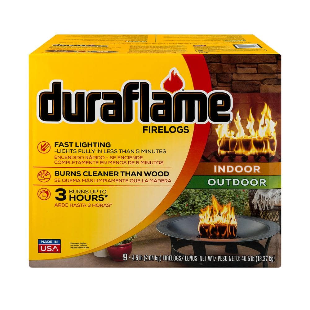 Duraflame 4.5 lb. Indoor/Outdoor Wax Firelogs (9-Pack)， 3 Hour Burn 09405