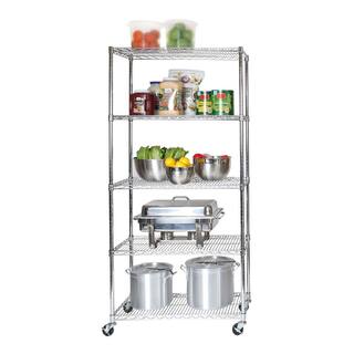 Seville Classics UltraDurable Silver 5-Tier NSF-Certified Wire Steel Garage Storage Shelving (36 in. W x 18 in. D x 75 in. H) WEB690