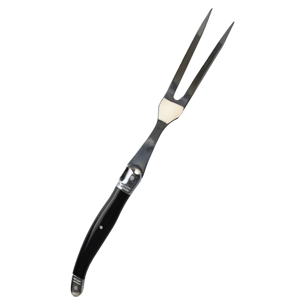 Laguiole Inspired Carving Fork and Knife with 18/10 Stainless Steel  Natural Wood Handles   2 piece