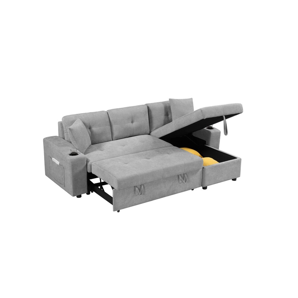 Right facing Sectional Sofa with Footrest  Convertible Corner Sofa with Armrest Storage