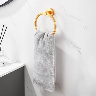 JimsMaison Wall Mounted Towel Ring in Brushed Gold JMDRBH04BG