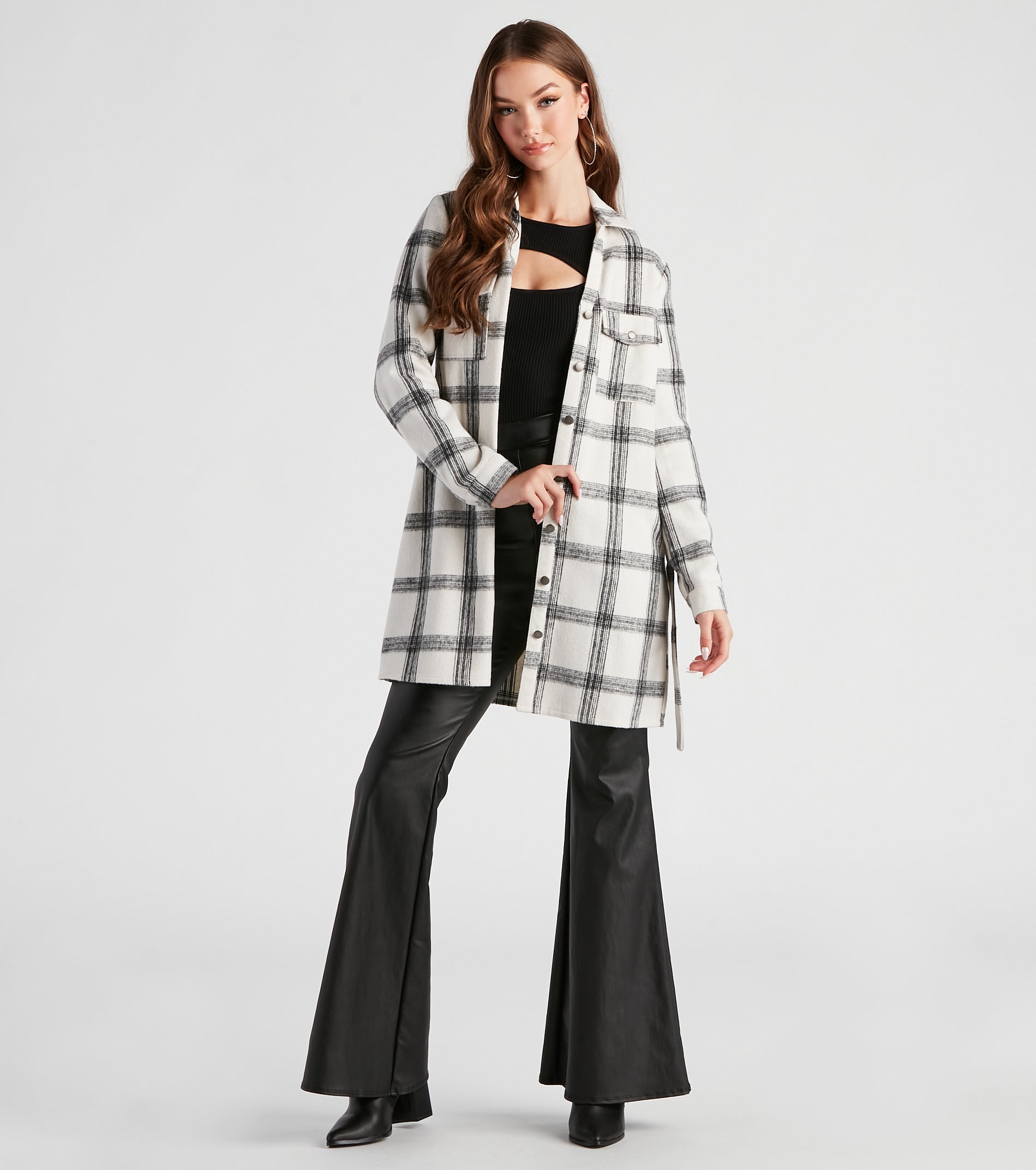 Girl On The Go Flannel Trench Coat