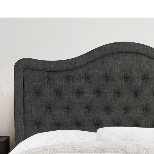 Moser Bay Furniture Adella Queen Size Linen Charcoal Waved Top Upholstery Headboard - - 10274142