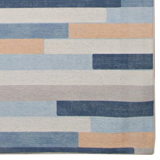 Fentress Washable Outdoor Rug Ivory blue Linon