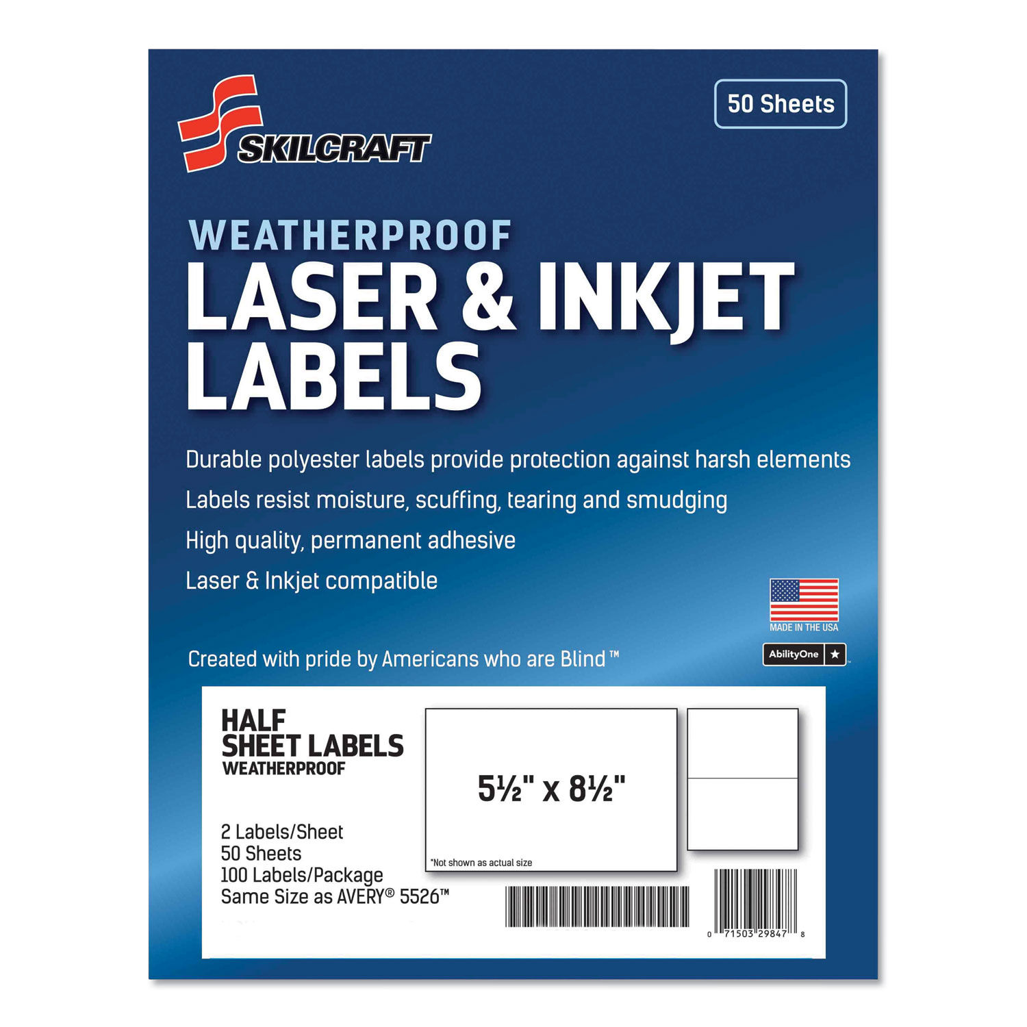 SKILCRAFT Weatherproof Mailing Labels by AbilityOneandreg; NSN6736219